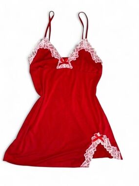 Red Lace-Trim Chemise Nightdress - Women Intimates & Sleepwear size small / med